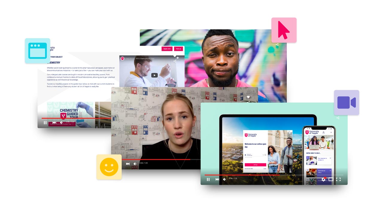 Video bubbles with icons